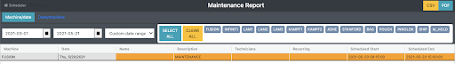 maintenance report screenshot